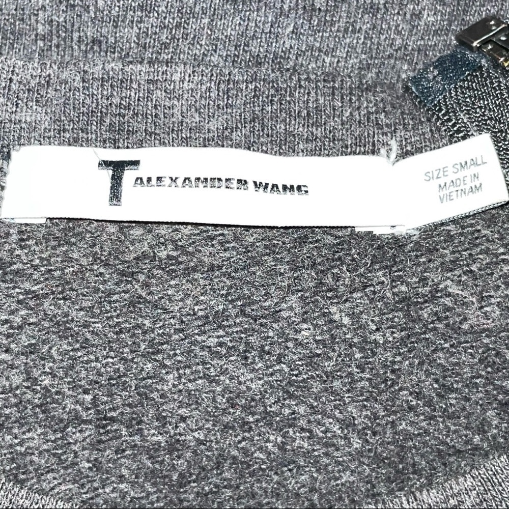 T by Alexander Wang Dark Gray Shoulder Zip Fleece Pullover/Sweater Size Small - Picture 5 of 8